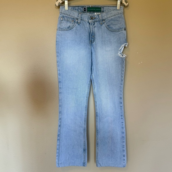 Vintage Levis Womens Silver Tab Light Wash Boot Cut Distressed Jeans 28” - Picture 1 of 9